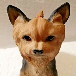 Yorkie DOG FIGURE Handcrafted Sculpture Sandstone Label made by North Light